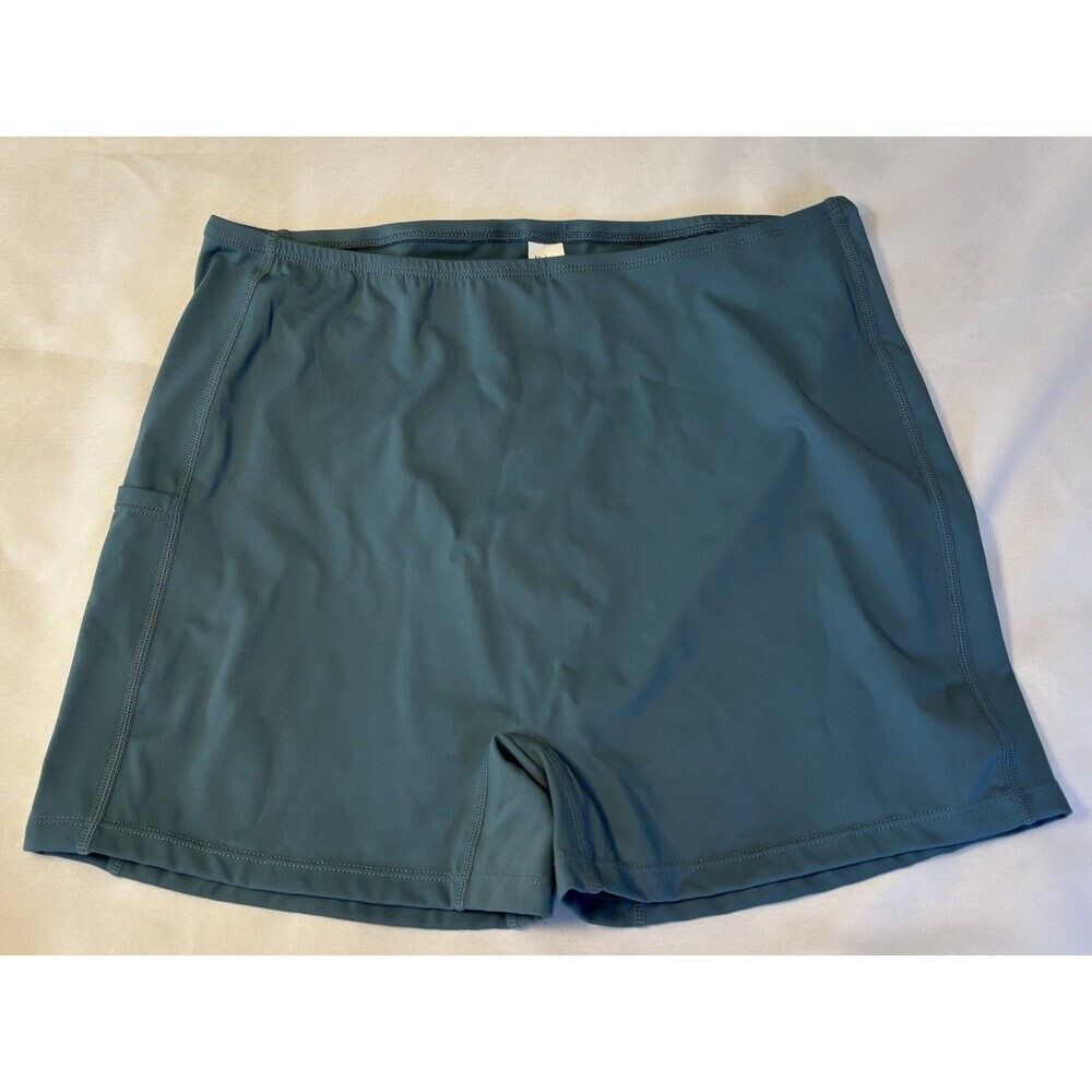 HALARA Bike Shorts Womens Large Teal Open Side Pocket Activewear Gym High Rise